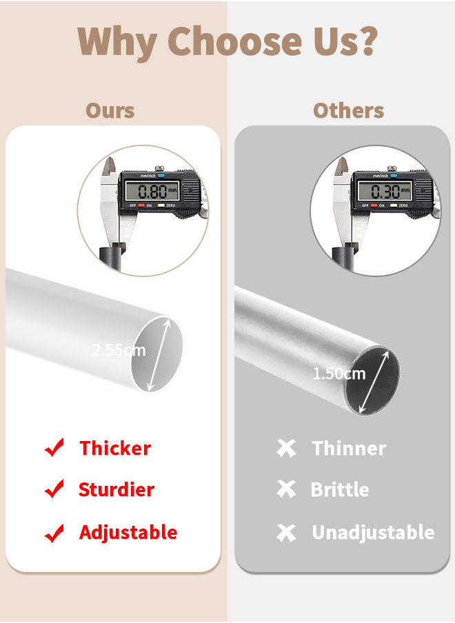 RATSAW - Curtain Rod 91.4 to 223.5cm Curtain Poles Set for Eyelet Curtains 25mm Diameter Splicing Heavy Duty Drapery Rods with Adjustable Brackets for Bedroom Living Room Office - Image 1