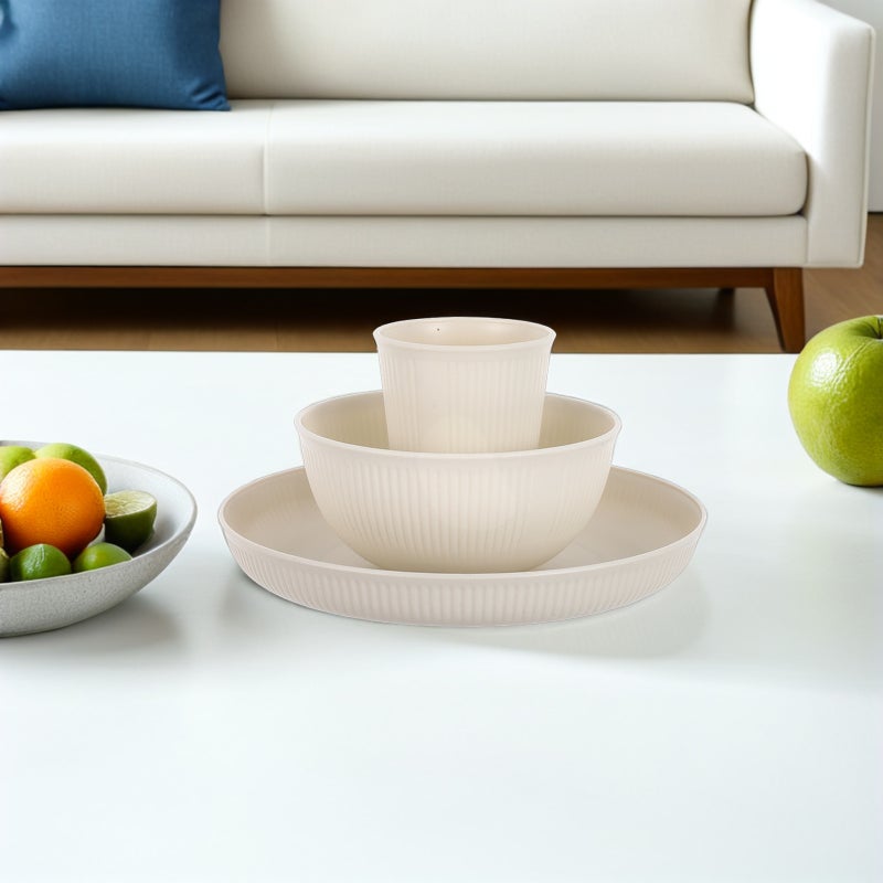 18pcs Dinnerware Set with Plates Bowls and Cups Unbreakable Kitchen Tableware Reusable Dining Plate for Camping Picnics - Image 5