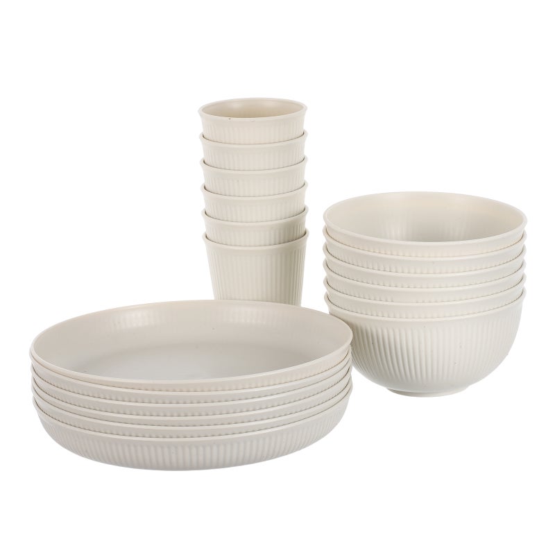 18pcs Dinnerware Set with Plates Bowls and Cups Unbreakable Kitchen Tableware Reusable Dining Plate for Camping Picnics - Image 1