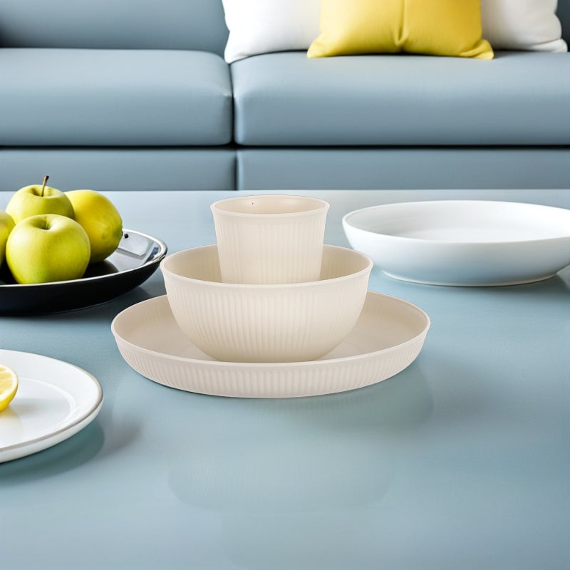 18pcs Dinnerware Set with Plates Bowls and Cups Unbreakable Kitchen Tableware Reusable Dining Plate for Camping Picnics - Image 3