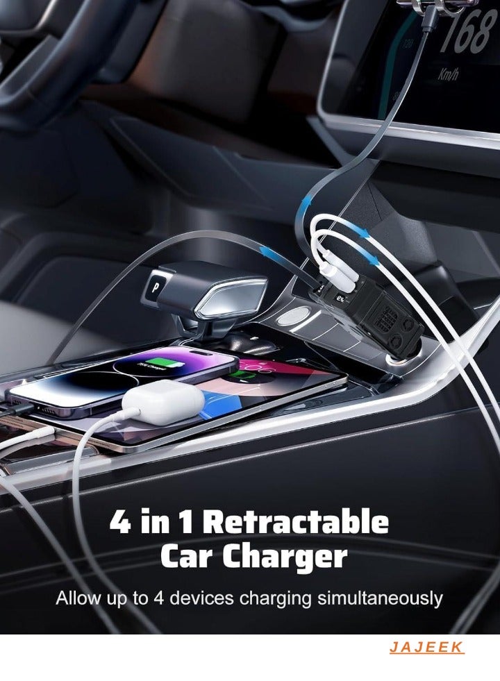 JAJEEK 120W Car Charger with 4 Ports – 4-in-1 Super Fast Car Phone Charger, Dual USB Ports Car Charger Adapter, Compatible with iPhone, Samsung, Huawei, and More (Black)  - Image 1