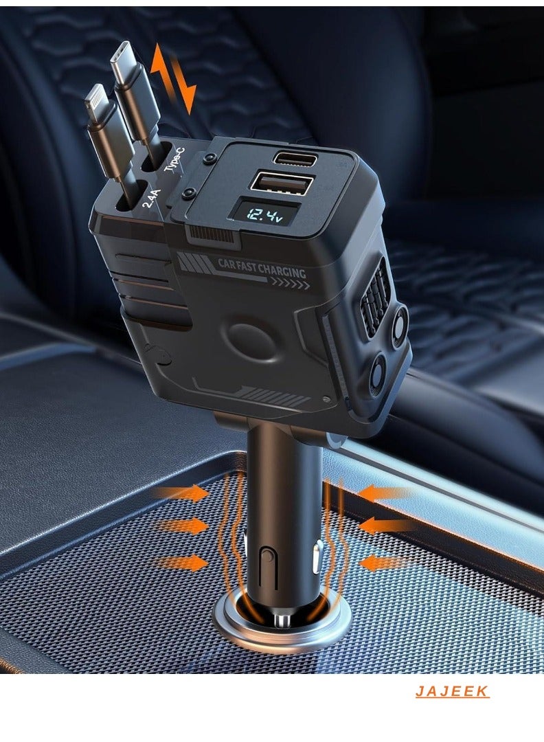 JAJEEK 120W Car Charger with 4 Ports – 4-in-1 Super Fast Car Phone Charger, Dual USB Ports Car Charger Adapter, Compatible with iPhone, Samsung, Huawei, and More (Black)  - Image 3