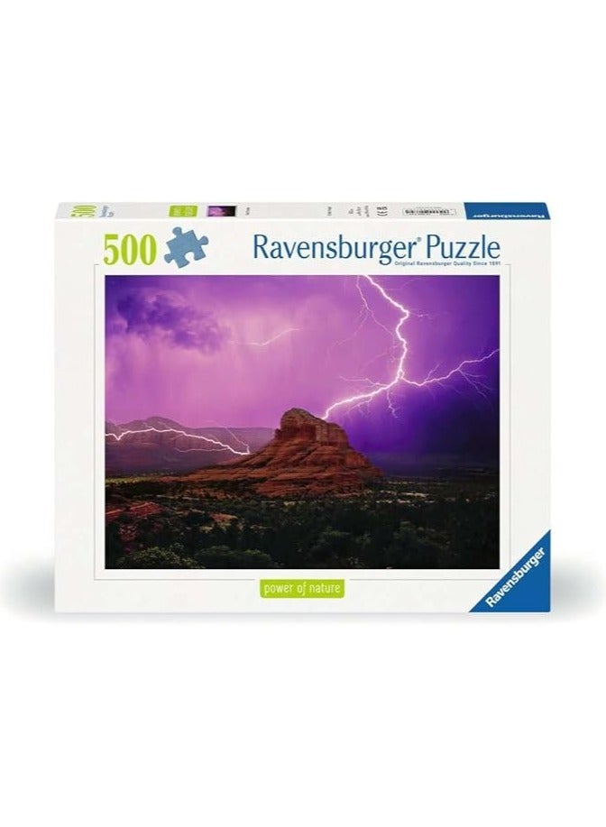 Ravensburger Power of Nature Pink Thunder 500â€‘Piece Jigsaw Puzzle â€“ Dramatic Pink Sky Desert Lightning Landscape, Softclick Precision Fit 49Ã—36 cm, Relaxing Nature Theme | 12000779-1 - Image 1
