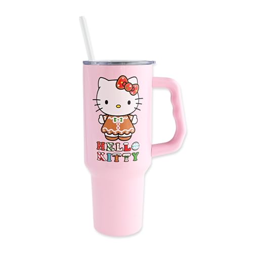 Silver Buffalo Sanrio Hello Kitty Holiday Gingerbread Dress Stainless Steel Tumbler with Handle, Fits in Standard Cup Holder, 40 Ounces - Image 2
