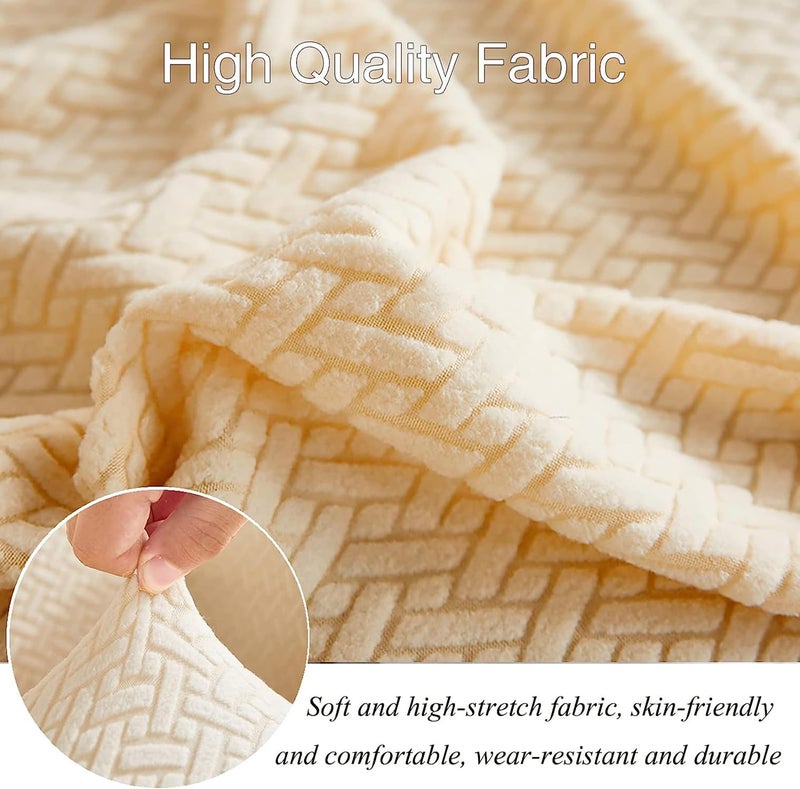 House of Quirk Universal Single Seater Polar Fleece 220 GSM Fabric Sofa Cover Flexible Stretch Sofa Slipcover (Khaki, Single Seater) - Image 3