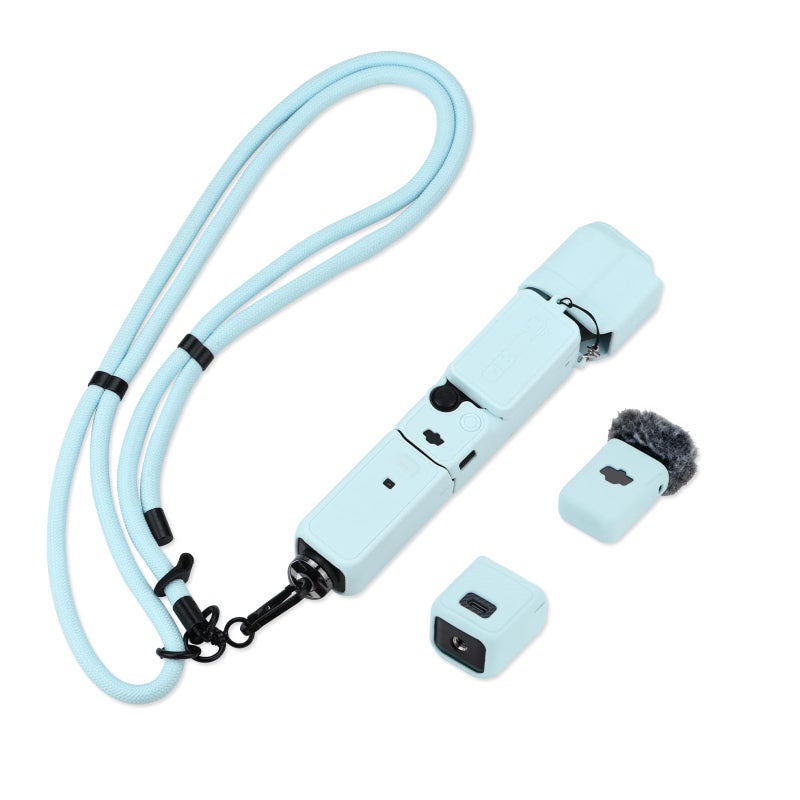 Flymile Pocket 3 Silicone Cover & Lanyard Strap, Protective Case for DJI Osmo/Xtra Muse Accessories(Blue) - Image 1