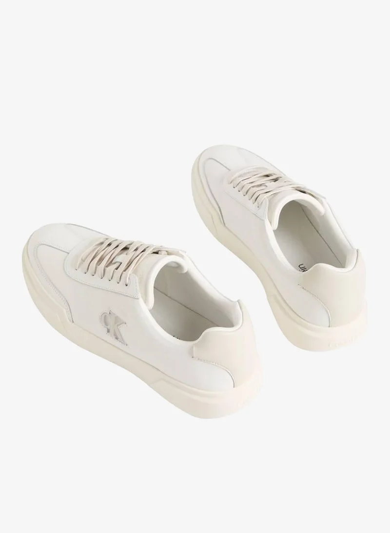 CALVIN KLEIN Bright White/Dark Ecru CK Avenue - Leather Logo Trainers for Men | Best Price UAE
