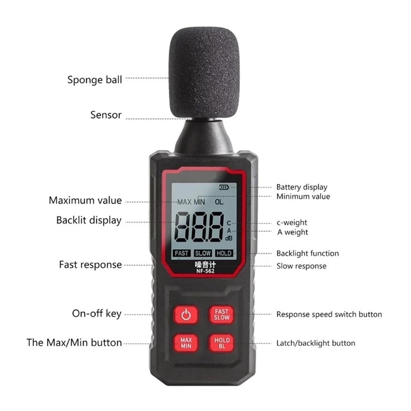 NF 562 مقياس الضوضاء كاشف الديسيبل محلل الصوت عالي الدقة المحمول باليد - Image 4