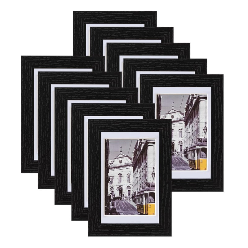 eletecpro 4x6 Picture Frames Set of 10 Picture Frame Collage Wall Decor Display 35x5 Photo With Mat or 4x6 without Mat Home Decor Gallery Frame for Table Top or Wall Mounting Black