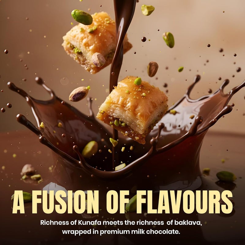 Karish Viral Kunafa Dubai Chocolate Dubai choco Baklava With Creamy Pistachio filling Freshly Made With Real Chocolate 42%, Fresh Kunafa (190 gram) (Full Size, Baklava) - Image 2