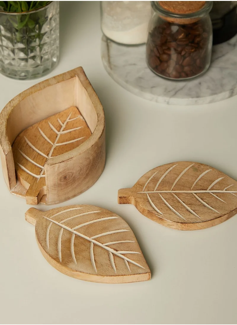 AURORA Set Of 4 Leaf Design Coasters