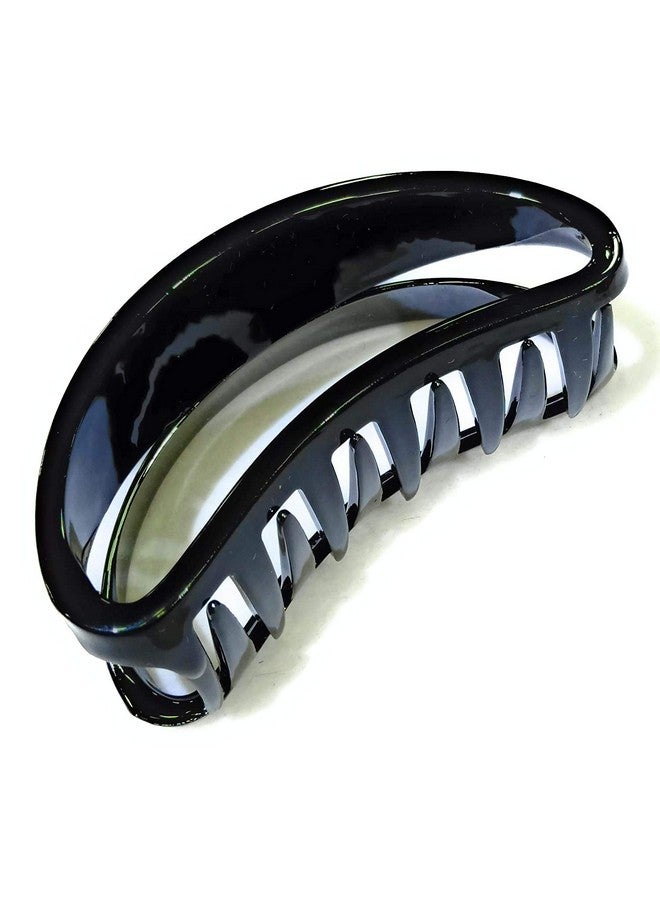 بيردوير مشبك شعر كبير الحجم من Birdware للنساء متعدد الألوان مصنوع من مادة الأكريليك المستوردة على شكل فراشة حجرية | مشبك شعر (أسود، صدفي - على شكل حرف D) قطعتان - Image 4