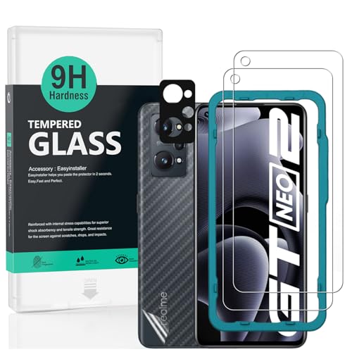 Ibywind Screen Protector For Realme GT Neo 3TGT Neo 2GT 25Gwith 2Pcs Tempered Glass1Pc Camera Lens Protector1Pc Backing Carbon Fiber Film Fingerprint ReaderEasy to install - Image 1