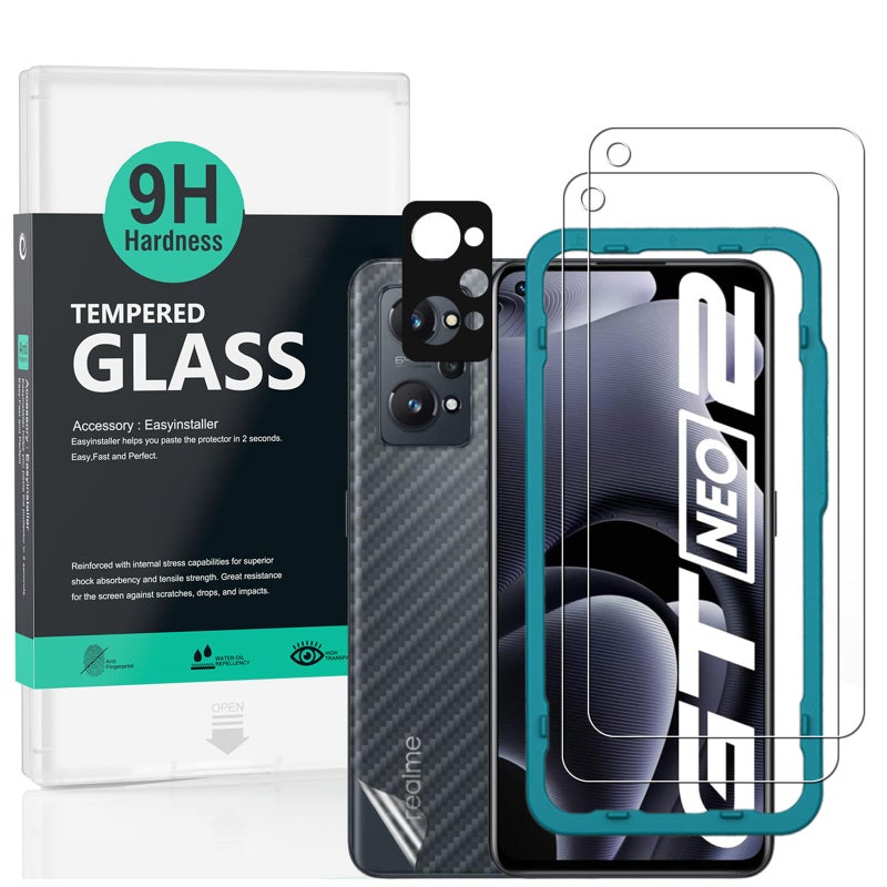 Ibywind Screen Protector For Realme GT Neo 3TGT Neo 2GT 25Gwith 2Pcs Tempered Glass1Pc Camera Lens Protector1Pc Backing Carbon Fiber Film Fingerprint ReaderEasy to install - Image 2