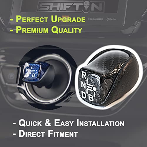 SHIFTIN Black Carbon Fiber Gear Shift Knob Lever Shifter for Toyota Prius Prime Plug-in Hybrid AWD-e (Black Leather/Carbon Fiber Pattern) - Image 4