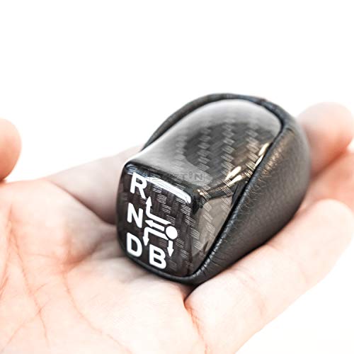 SHIFTIN Black Carbon Fiber Gear Shift Knob Lever Shifter for Toyota Prius Prime Plug-in Hybrid AWD-e (Black Leather/Carbon Fiber Pattern) - Image 3