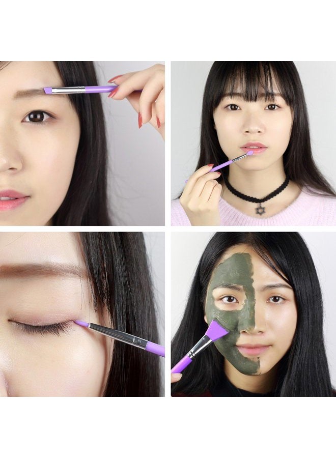 LORMAY 9 Pcs Silicone Makeup Brush Set: Applicator for Face Care, Eyeliner, Eyebrow, Eye Shadow, Lip Makeup and UV Epoxy Resin Crafts (Purple) - Image 4