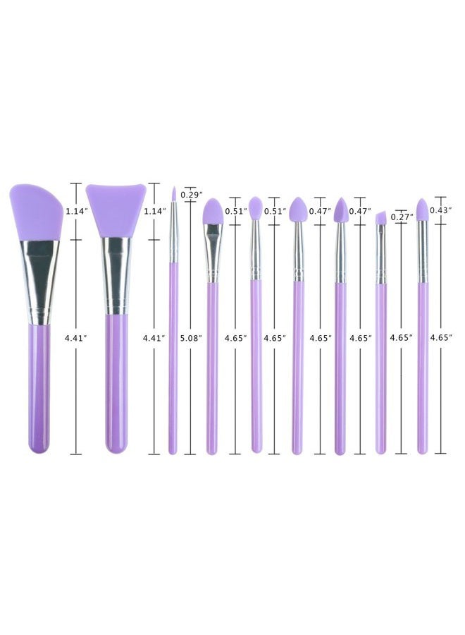 LORMAY 9 Pcs Silicone Makeup Brush Set: Applicator for Face Care, Eyeliner, Eyebrow, Eye Shadow, Lip Makeup and UV Epoxy Resin Crafts (Purple) - Image 2