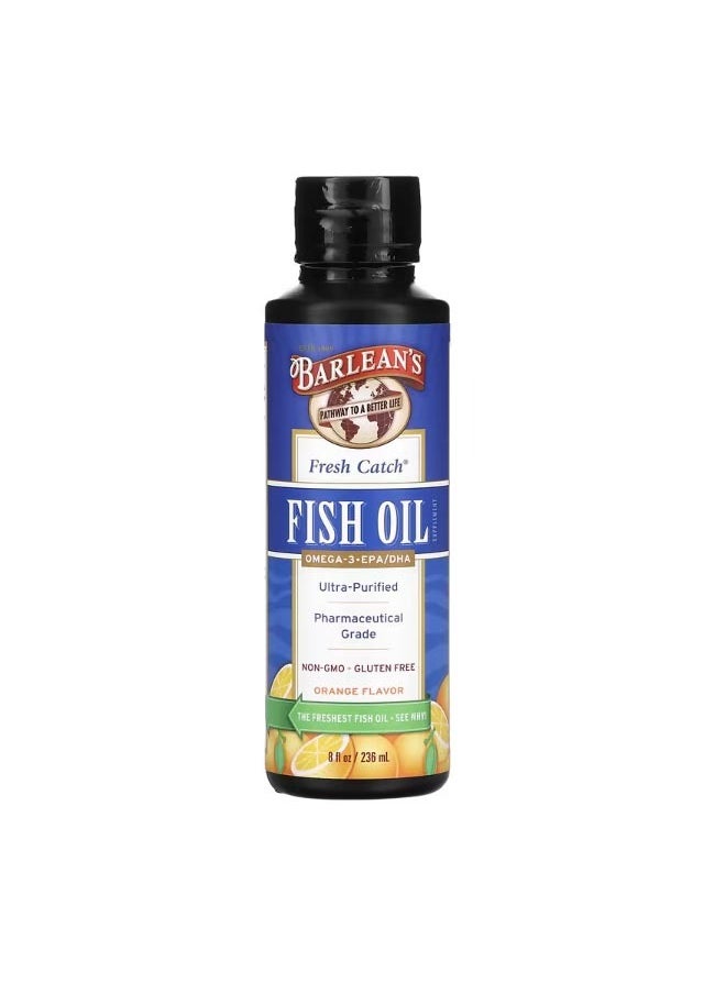 BARLEAN'S - Fresh Catch Fish Oil Omega 3 EPA DHA Orange  8 fl oz 236 ml - Image 1