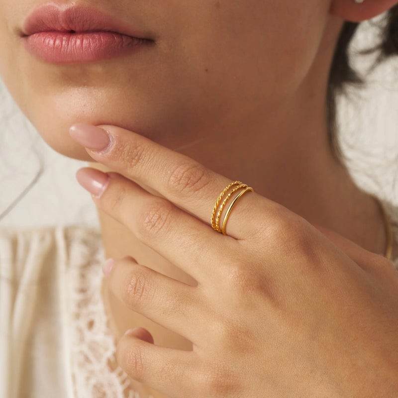Gokeey Gold Rings for Women Non Tarnish 14K Gold Plated Stackable Thin Rings Dainty Stacking Thumb Rings Set Cute Knuckle Pinky Promise Engagement Wedding Band Rings Trendy Jewelry Gift - Image 3