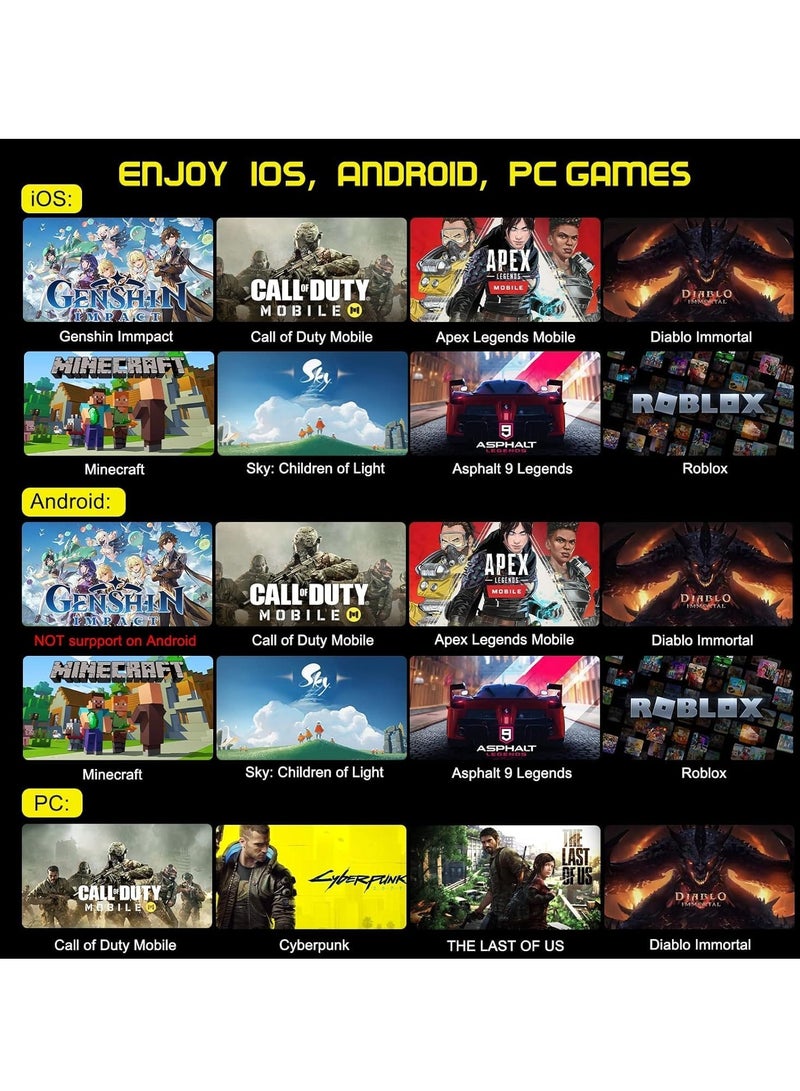 KASTWAVE وحدة تحكم الألعاب المحمولة لنظام iOS، لنظام Android، لأجهزة iPad، والكمبيوتر اللوحي، والكمبيوتر الشخصي، وحدة تحكم لاسلكية للهاتف لهاتف iPhone 14 13، لهواتف galaxy S22 21، وهواتف Android، لـ COD Mobile، لـ Genshin Impact، للألعاب السحابية - Image 4