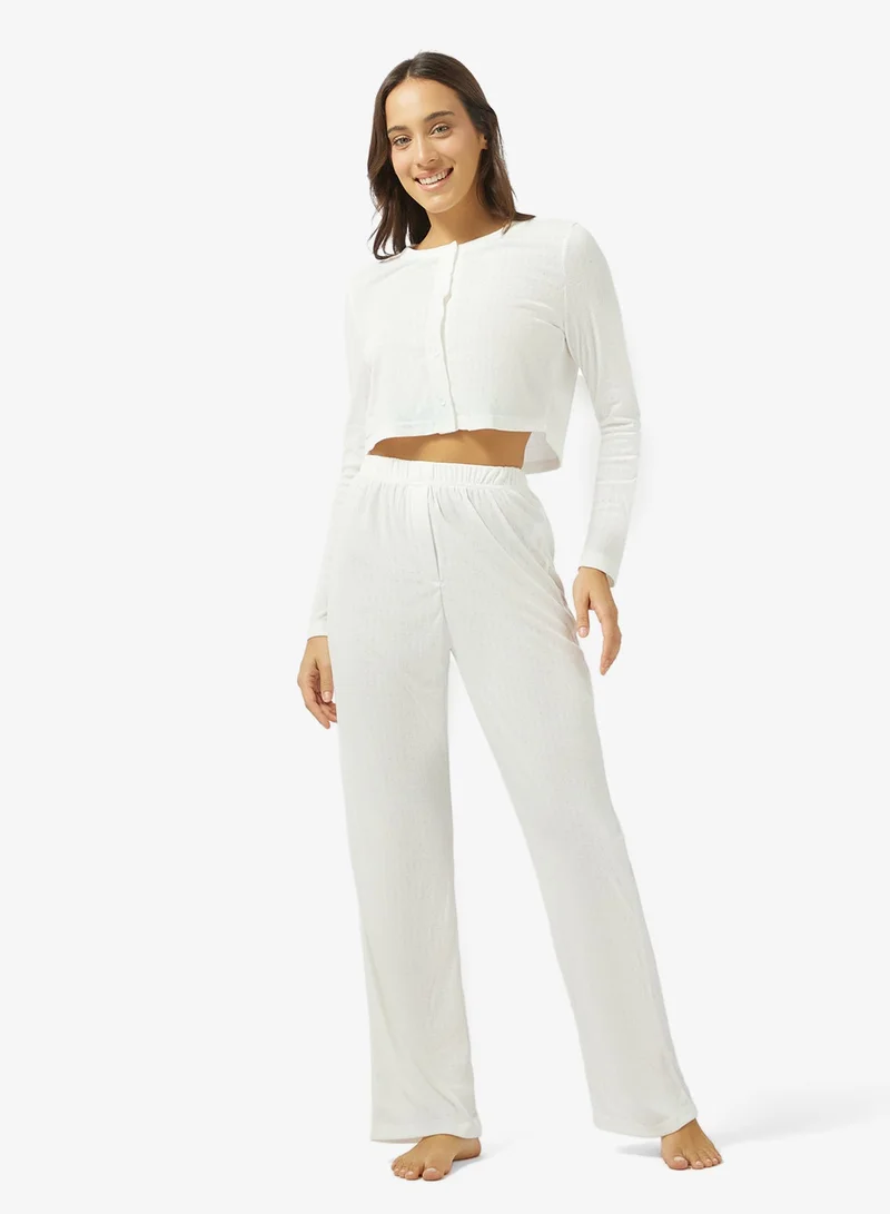 Ginger Pointelle Button Up Top & Pyjama Set