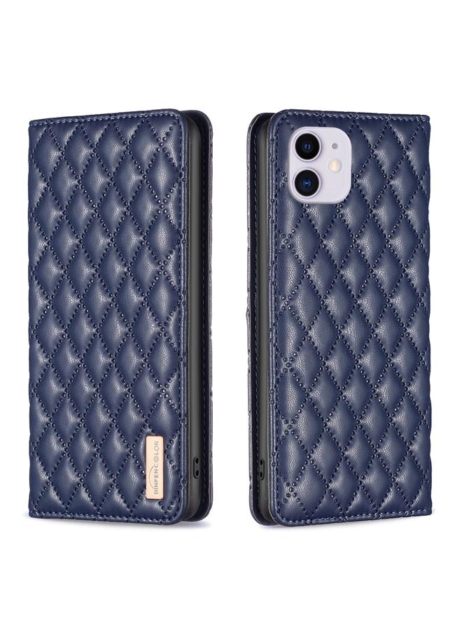 Zaboon Case For iPhone 11 Diamond Lattice Magnetic Leather Flip Phone Case - Image 1