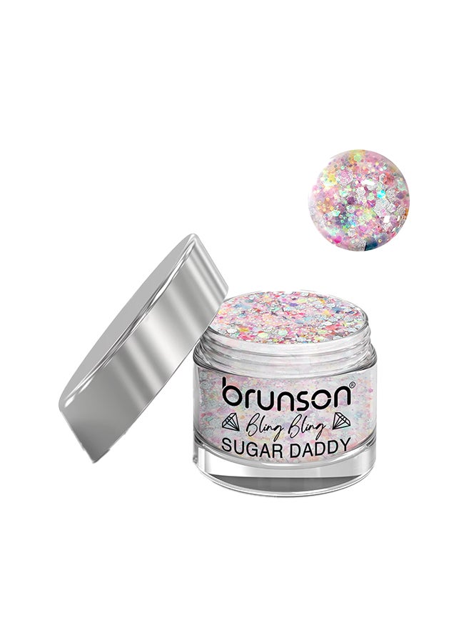 brunson Acrylic Nail Powder DIP And Buff System, Sugar Daddy Glittered 30ml BFL003