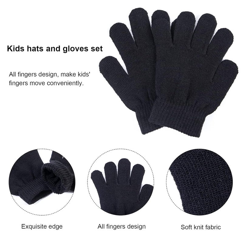 YSense 3 Pcs Boys Girls Winter Beanie Hat Scarf Gloves Set Thick Knitted Warm Toddler Winter Hat Mittens Neck Warmer for Kids, Wine Red, Large - Image 4