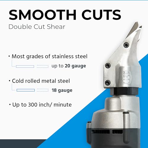 Kett KD-400 18-Gauge Double Cut Shear, 2500 RPM, A-2 steel blades, Metal Cutter Tool, Electric Shears, For Metal Fabricators, Automotive, HVAC - Image 2
