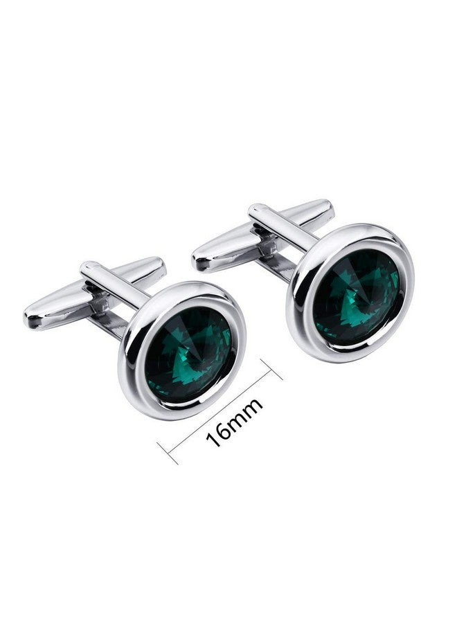 HAWSON Cufflinks Set For Men And Women With Swarovski Crystal Cuff Links For Formal Business Wedding Shirts In Gift Box (Dark Green) - Image 2