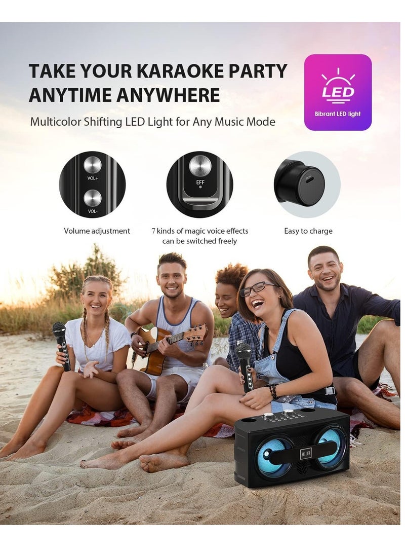 Smart Berry M25 Bluetooth PA Speaker System with 2 UHF Wireless Microphones – Portable Karaoke Machine for Adults & Kids, LED Light, Echo, Bass Adjustment, Vocal Cut for Home & Outdoor Parties - Image 4