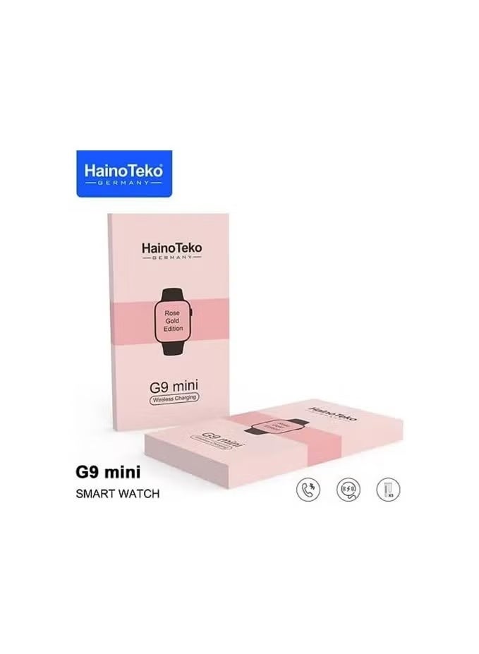 هينو تيكو ساعة ذكية هاينو تيكو جي 9 ميني مع 3 اسوارة (1 معدن + 2 سيليكون) وسوار مزودة بشاشة عالية الجودة وميكروفون مدمج ومكبر صوت تدعم إجراء المكالمات تصميم أنيق للغاية - Image 4