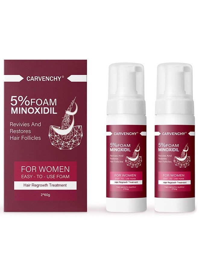CARVENCHY 5% FOAM MINOXIDIL, Revivies And Restores Hair Follicles,FOR WOMEN,EASY - TO - USE FOAM,Hair Regrowth Treatment,2*60g - Image 1