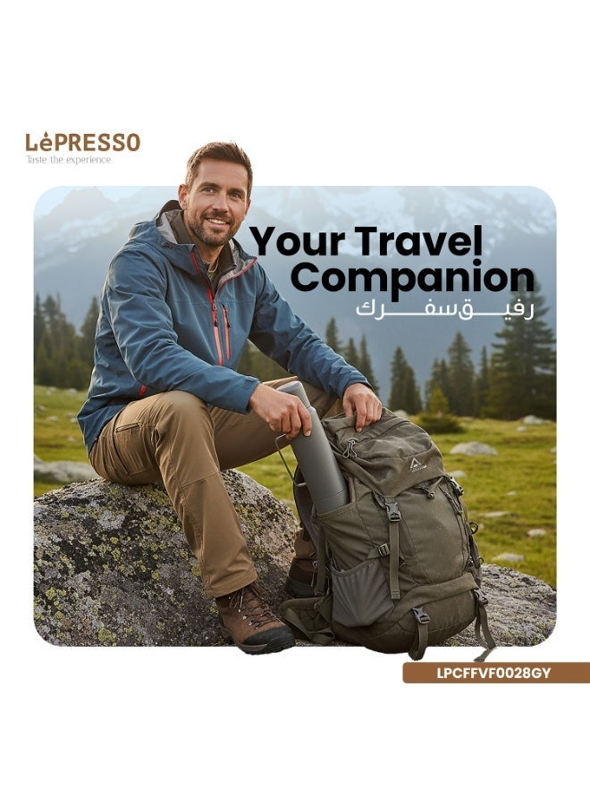 LePRESSO Insulated Vacuum Bottle 1200ml Double Wall 304 Stainless Steel Water Flask 12H Hot 24H Cold  / Double Walled Vacuum Insulated Thermos Cup 1200 ml for Gym and Work, Wide Mouth , Sports, Ultrasip - Image 4