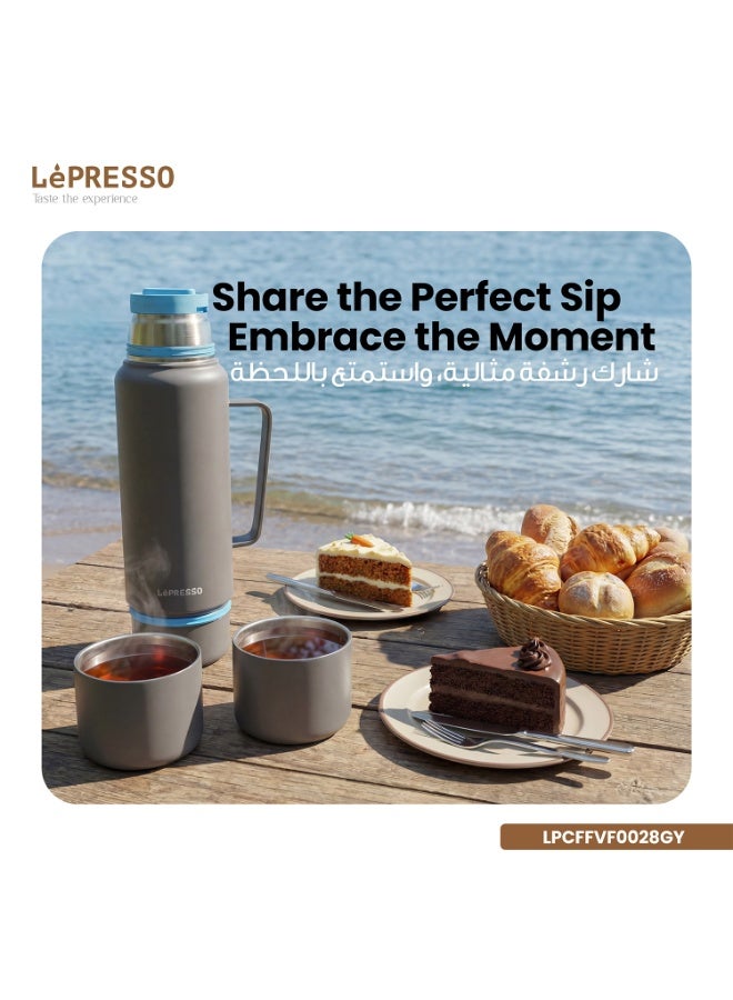LePRESSO Insulated Vacuum Bottle 1200ml Double Wall 304 Stainless Steel Water Flask 12H Hot 24H Cold  / Double Walled Vacuum Insulated Thermos Cup 1200 ml for Gym and Work, Wide Mouth , Sports, Ultrasip - Image 5