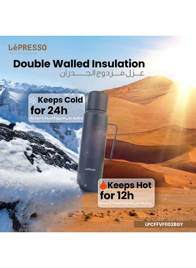 LePRESSO Insulated Vacuum Bottle 1200ml Double Wall 304 Stainless Steel Water Flask 12H Hot 24H Cold  / Double Walled Vacuum Insulated Thermos Cup 1200 ml for Gym and Work, Wide Mouth , Sports, Ultrasip - Image 3