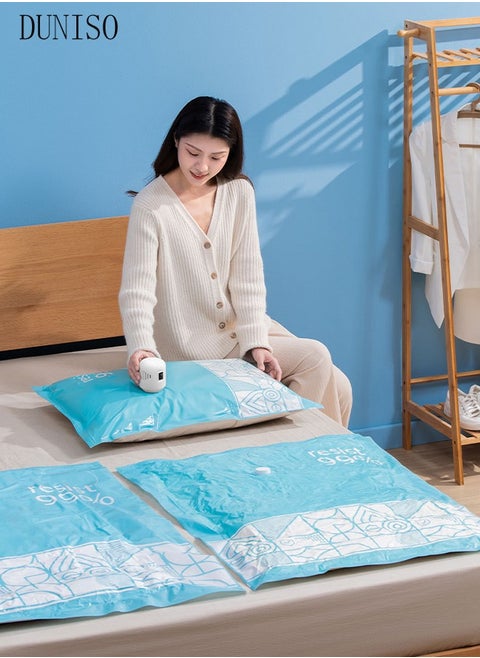 Vacuum sealed storage bag with electric pump, 6 bags (50 * 70cm) space saving travel vacuum compression bag, reusable, compressible bedding, clothes, curtains, blankets
