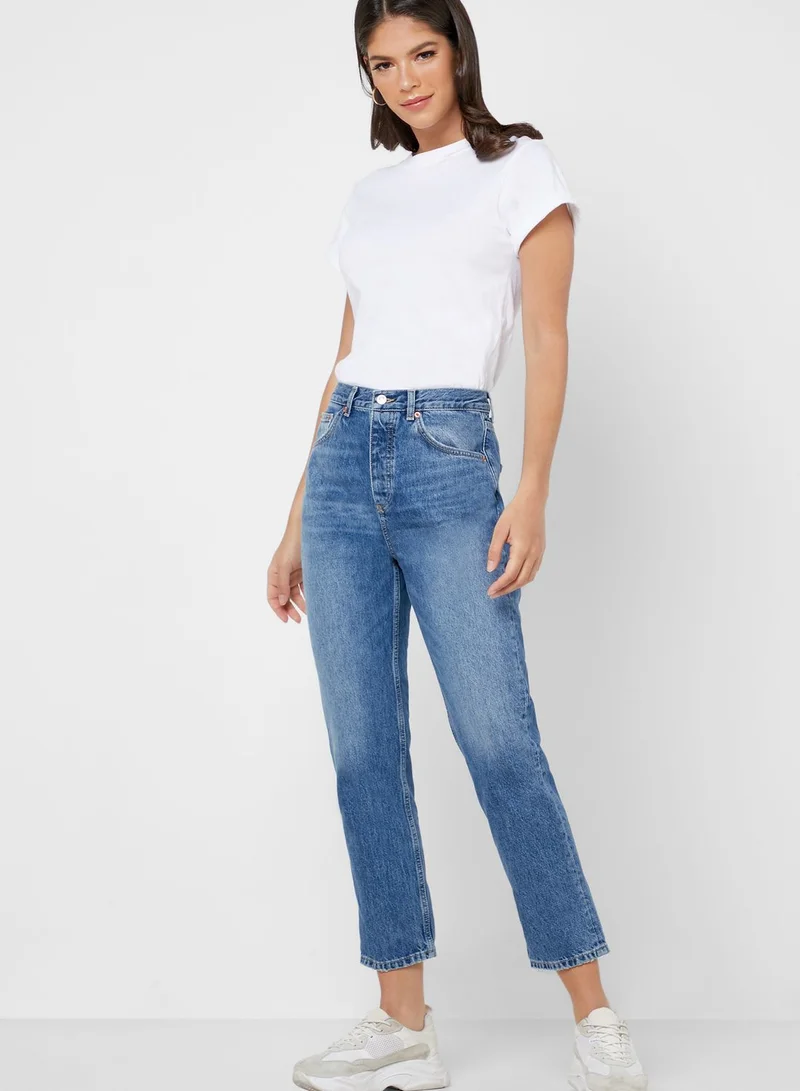 TOPSHOP High Rise Straight Jeans