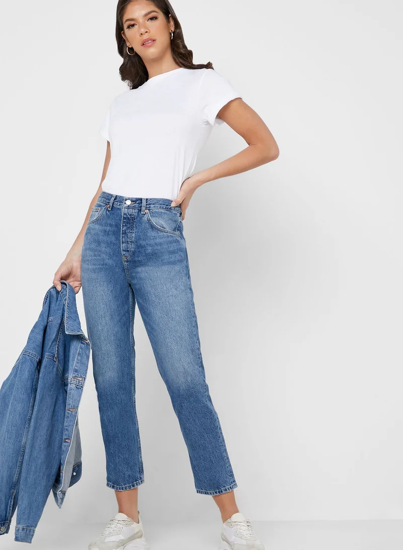 TOPSHOP High Rise Straight Jeans