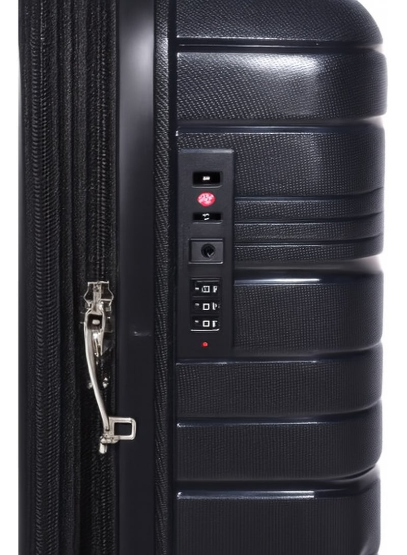 W.O.K 24-Inch Lightweight Travel Trolley – Medium Hard Shell Suitcase Made from Polypropylene (PP) with Spinner Wheels and Secure Number Lock – Checked-In Luggage (Black)  - Image 2