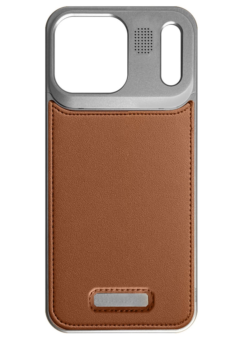 CATANES Leather Aluminum Alloy Metal Case for iPhone 17 Pro Max - with Aromatherapy and MagSafe - Silver Brown - Image 5