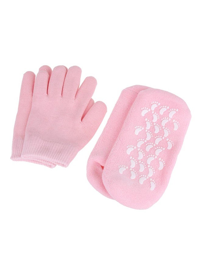 Skin Whitening Moisturizing Treatment Gloves and Socks Set, Pink - Image 1