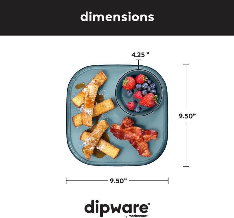 Madesmart Dipware Reusable Dining PlateServing Tray for Appetizers and Snacks FoodSafe Appetizer Serving Platter with Removable Dip Bowl Midnight - Image 3
