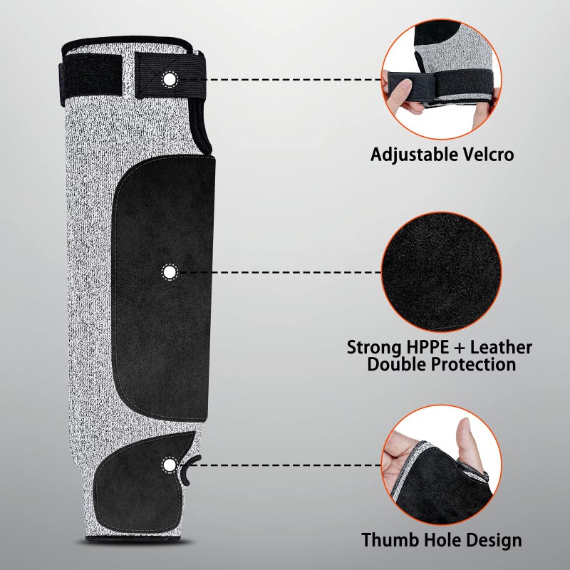 MIG4U Cut Resistant Sleeves with Leather Patches, Arm Safety Protection for Men and Women Thin Skin, Anti Puncture Level 5 Protective Arm Sleeve in Gardening, Farm, Welding, 18'' - Image 2