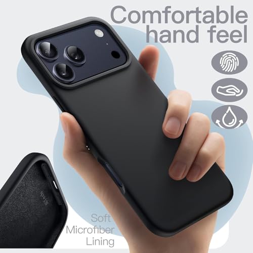 SBMS Silicone Case for iPhone 17 Pro 6.3-Inch, Silky-Soft Touch Full-Body Protective Phone Case, Shockproof Back Cover for iPhone 17 Pro (Black) - Image 3