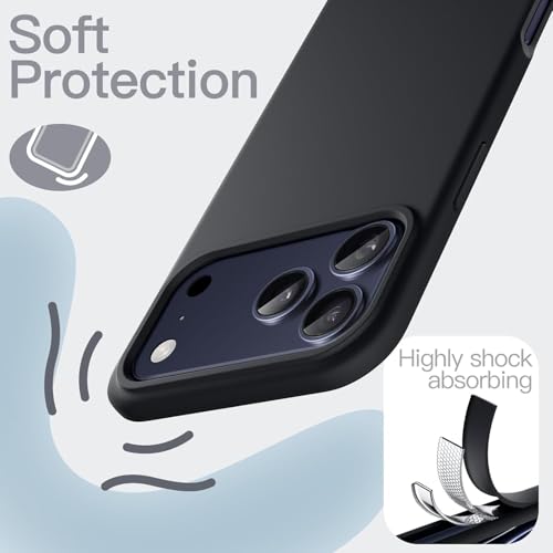 SBMS Silicone Case for iPhone 17 Pro 6.3-Inch, Silky-Soft Touch Full-Body Protective Phone Case, Shockproof Back Cover for iPhone 17 Pro (Black) - Image 4
