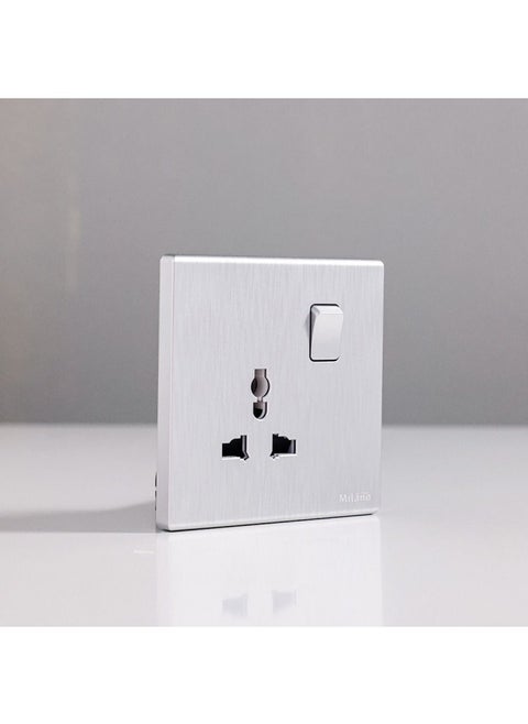Milano 16A Universal Socket For Modern Home Electrical Switches Sockets Outlets For Home Appliances Computers Aura Slvr