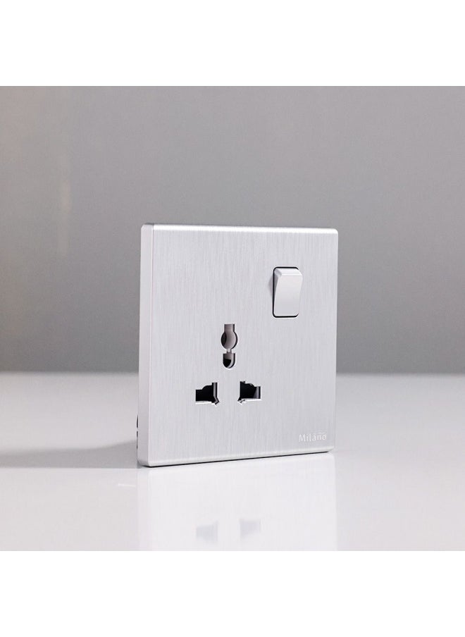 DANUBE HOME Milano 16A Universal Socket For Modern Home Electrical Switches Sockets Outlets For Home Appliances Computers Aura Slvr  - Image 1