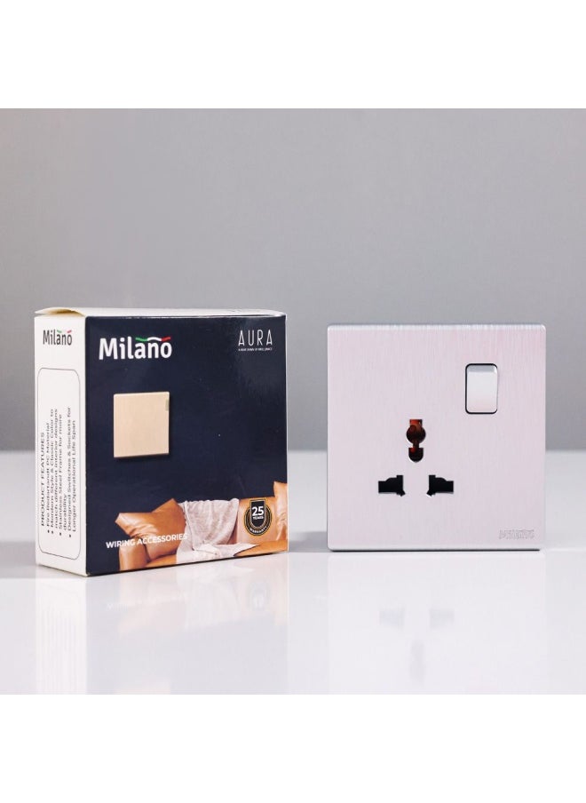 DANUBE HOME Milano 16A Universal Socket For Modern Home Electrical Switches Sockets Outlets For Home Appliances Computers Aura Slvr  - Image 3